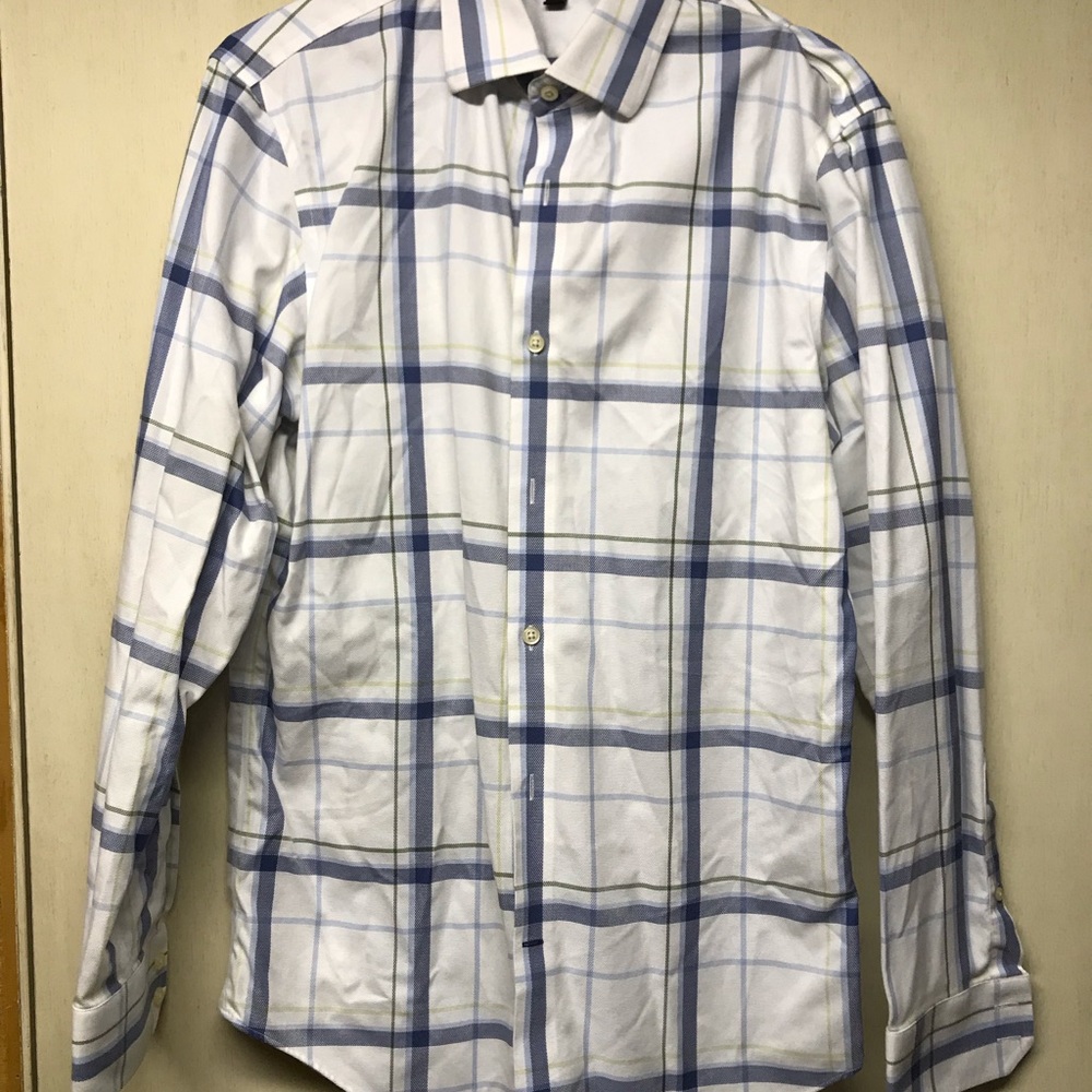 BANANA REPUBLIC SLIM PLAID BUTTON SHIRT